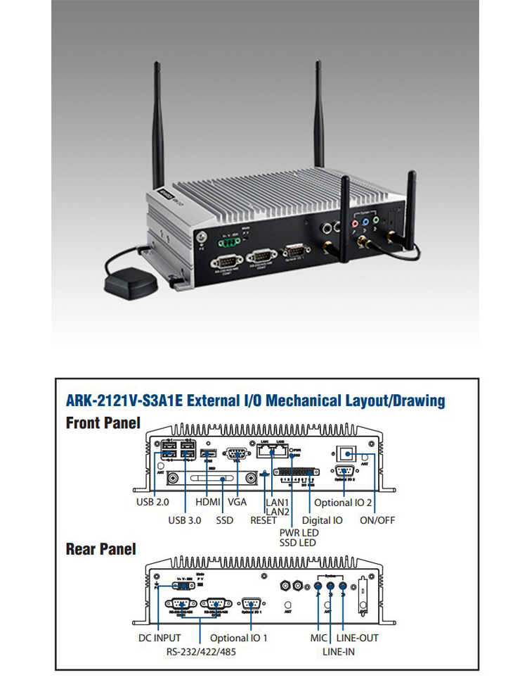 全新研華無風扇嵌入式工控機 車載應(yīng)用 ARK-2121V