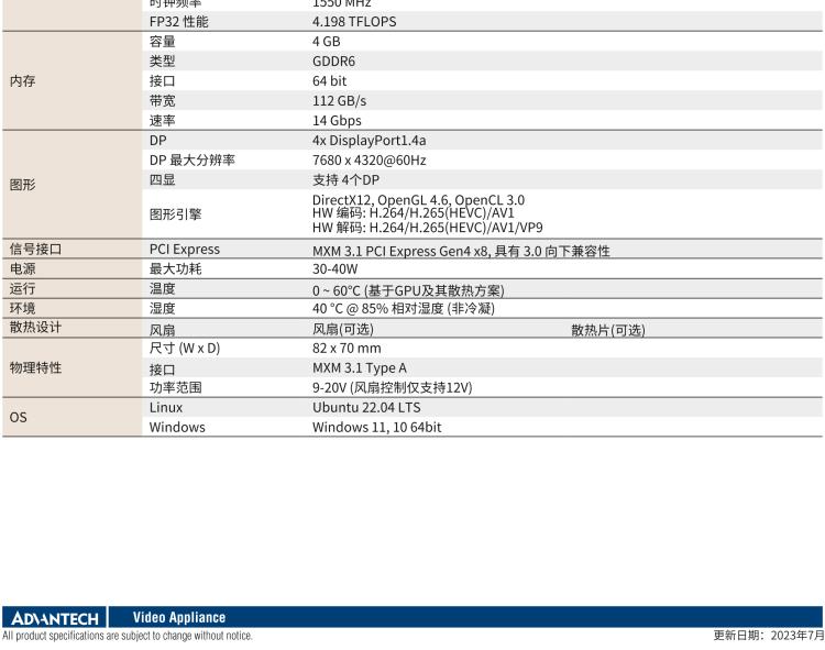 研華VEGA-X110 Intel Arc A370M MXM 3.1 Type A 嵌入式 GPU 卡，帶 DP1.4a