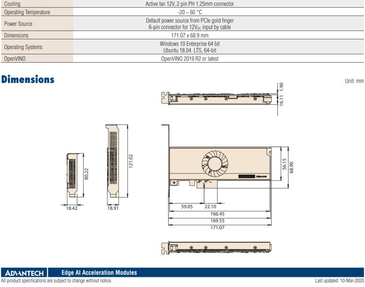研華VEGA-340 基于Intel Movidius? Myriad? X VPU，PCIe x4 Edge AI 模塊，VPU*4 or VPU*8