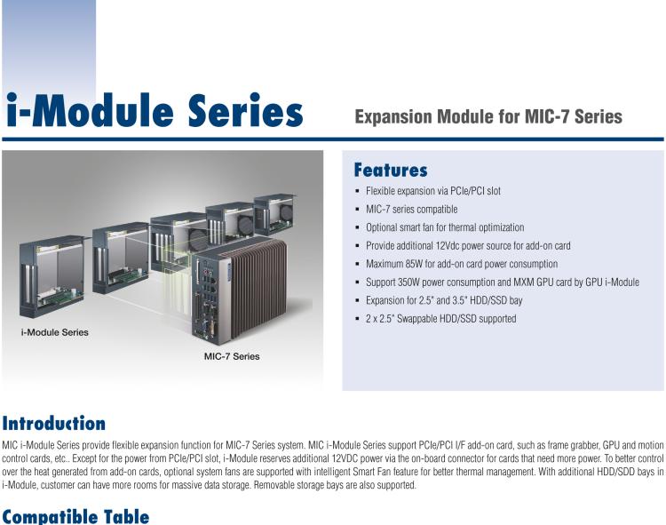 研華MIC-75M20 帶1個PCIe x16、1個PCIe x4的2插槽擴(kuò)展i-Module
