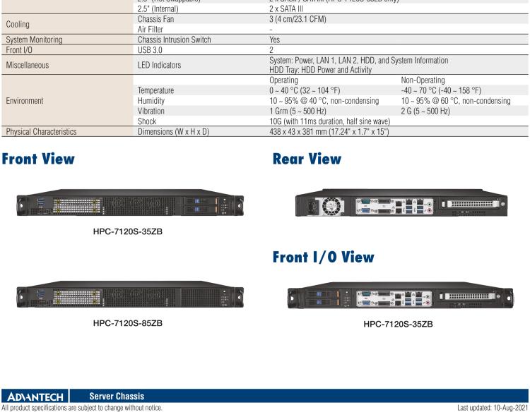 研華HPC-7120S 1U 上架式服務(wù)器短機(jī)箱，適用Micro ATX/ATX 服務(wù)器主板，支持1*全高/半長(zhǎng)PCIe x16擴(kuò)展插槽