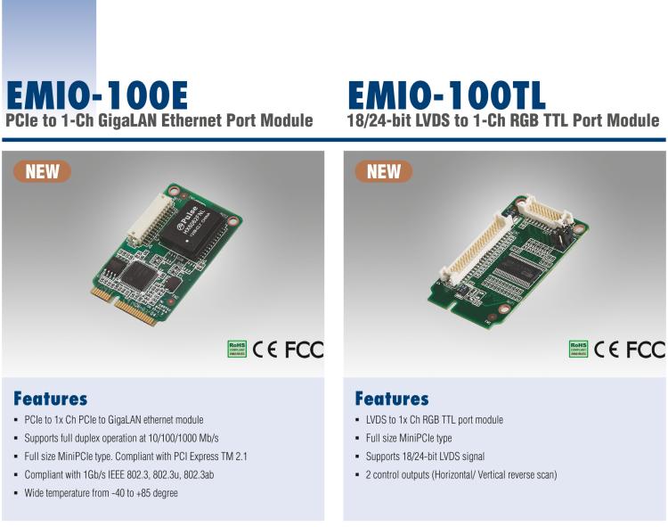研華EMIO-100E GigaLAN 以太網(wǎng)模塊、1-Ch、PCIe I/F