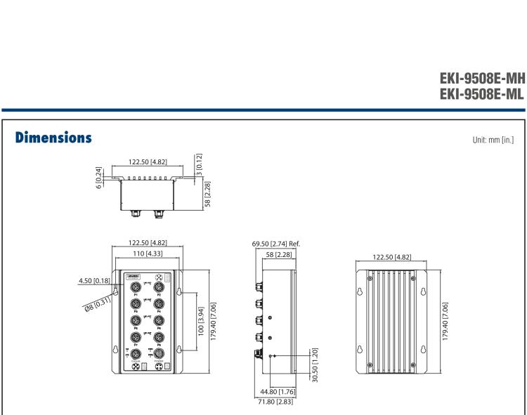 研華EKI-9508E-MH 8個(gè)百兆M12端口非網(wǎng)管EN50155交換機(jī)， 支持72/96/110 VDC供電