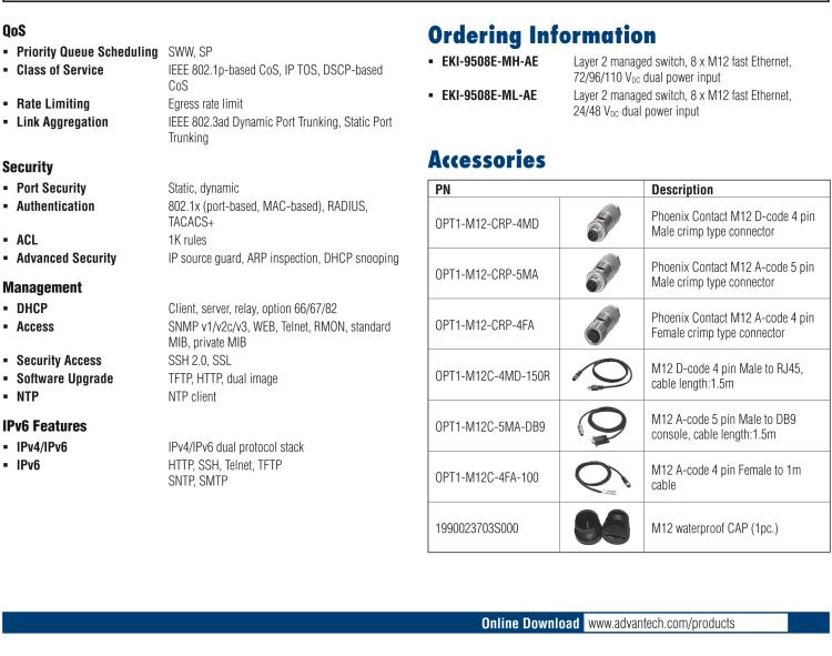 研華EKI-9508E-ML 8個百兆M12端口非網(wǎng)管EN50155交換機(jī)， 支持24/48 VDC電