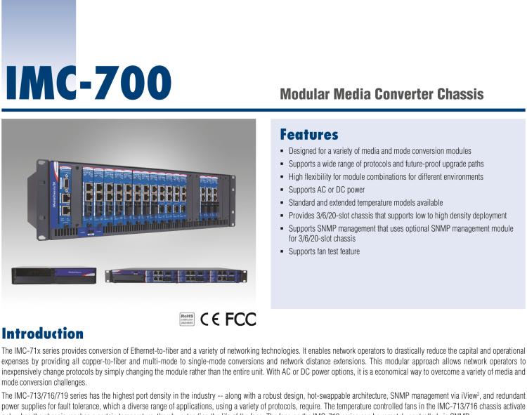 研華IMC-719-2AC 智能模塊化20插槽光電轉(zhuǎn)換器專用機箱，2交流電源，不帶電源線