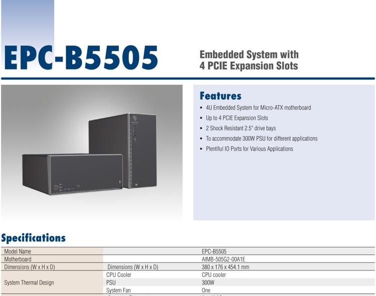研華EPC-B5505 適配Intel? 第6/7代 Core ? i/Xeon E3系列處理器，搭載H110芯片組。標(biāo)準(zhǔn)4U上架，廣泛適用于各種行業(yè)。