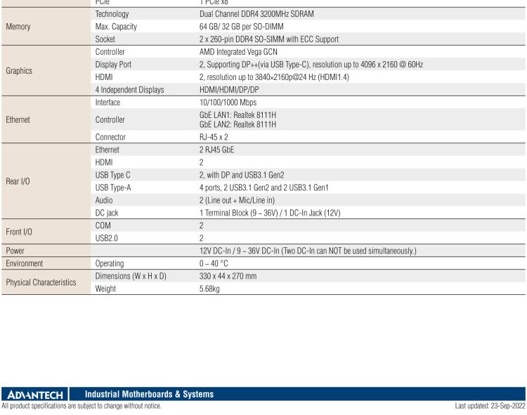 研華EPC-T3229 適配AMD V2748 處理器。擁有1個(gè)全高PCIe擴(kuò)展位，1U高度，支持上架。適用于邊緣AI等行業(yè)。