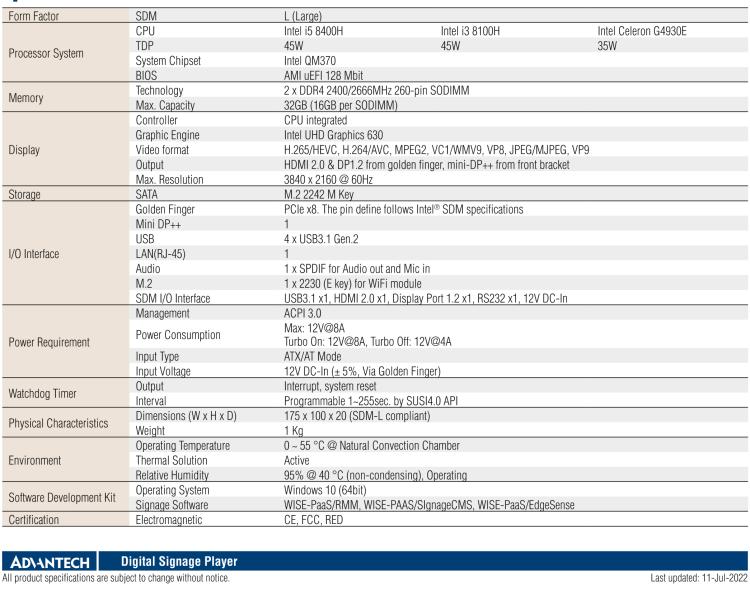 研華DS-200 Intel ? 第八代 Core? i3/i5 SDM，支持4K三顯的數(shù)字標牌播放器