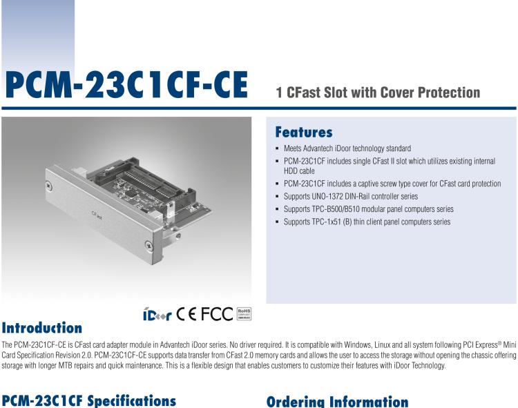 研華PCM-23C1CF 1插口CFast插槽，帶保護(hù)蓋