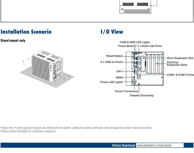 研華UNO-3285C 搭配Intel? Core?處理器，4×PCI(e) 擴(kuò)展槽，2 x GbE, 2 x mPCIe, HDMI, DVI-I