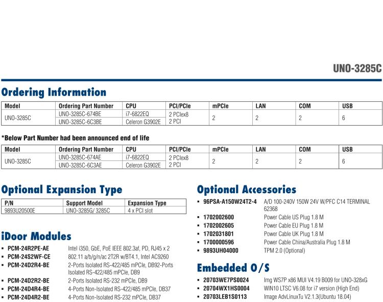 研華UNO-3285C 搭配Intel? Core?處理器，4×PCI(e) 擴(kuò)展槽，2 x GbE, 2 x mPCIe, HDMI, DVI-I