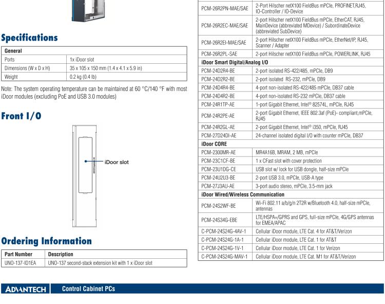 研華UNO-137 DIN導(dǎo)軌控制器，配備Intel?Atom?E3940 CPU、2個LAN、2個COM、3個USB 3.0、1個USB 2.0、2個DP 1.2、8個DI、8個DO、1個M.2、1個mPCIe、TPM 2.0