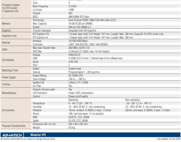 研華AiMC-3200 智能微型工控機，Intel Core i7/i5/i3 CPU,2 擴展槽，250W 80 Plus PSU