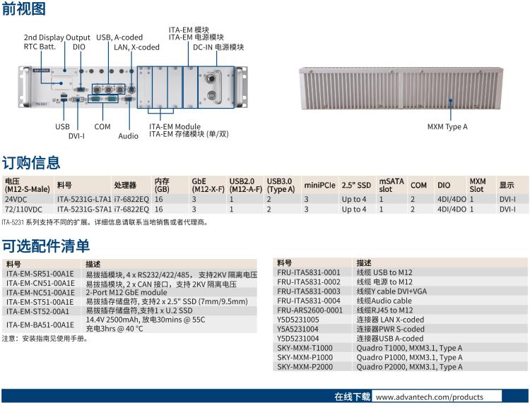 研華ITA-5231G Intel? 第6 代Core? i 處理器無風(fēng)扇系統(tǒng)，EN 50155 鐵路應(yīng)用