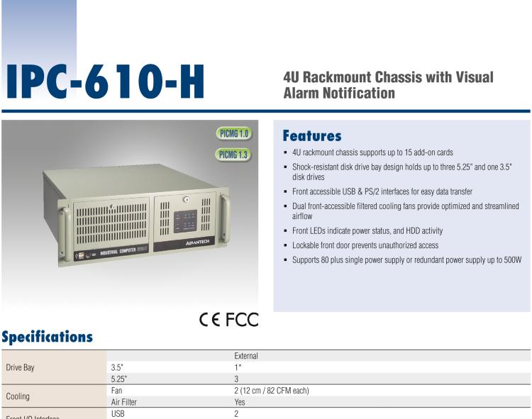 研華IPC-610-H 4U上架式機(jī)箱，支持LED指示 & 聲音警報通知