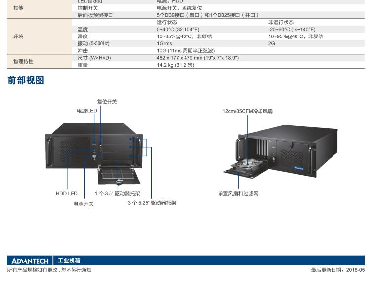研華IPC-940 經(jīng)典款4U機(jī)架式機(jī)箱，帶前置風(fēng)扇