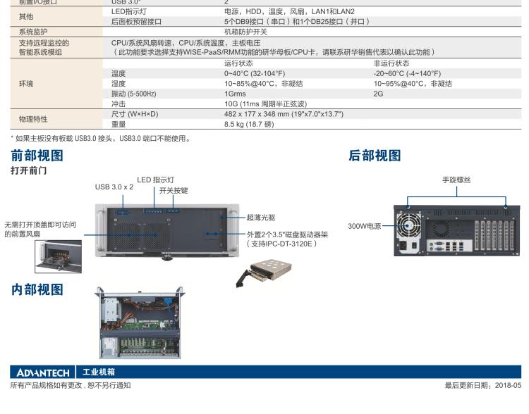 研華IPC-941 348mm深度緊湊型4U機(jī)架式機(jī)箱，支持ATX主板