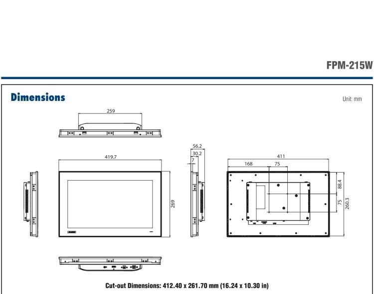 研華FPM-215W 15.6寸WXGA工業(yè)顯示器，支持多點(diǎn)觸控，支持 HDMI端口