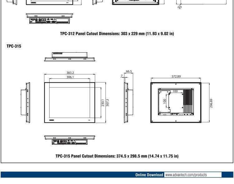 研華TPC-312 12.1" XGA TFT LED LCD工業(yè)平板電腦，搭載第八代Intel?Core?i3/ i5/ i7處理器，內(nèi)置8G DDR4 RAM
