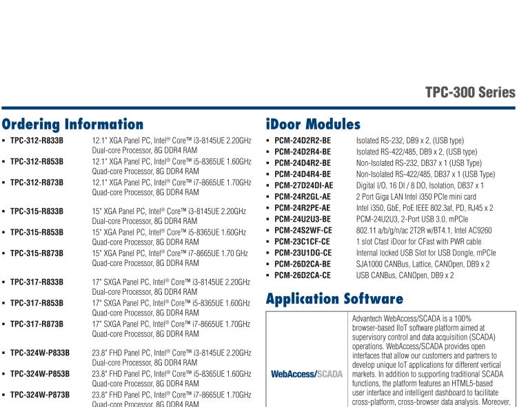 研華TPC-312 12.1" XGA TFT LED LCD工業(yè)平板電腦，搭載第八代Intel?Core?i3/ i5/ i7處理器，內(nèi)置8G DDR4 RAM