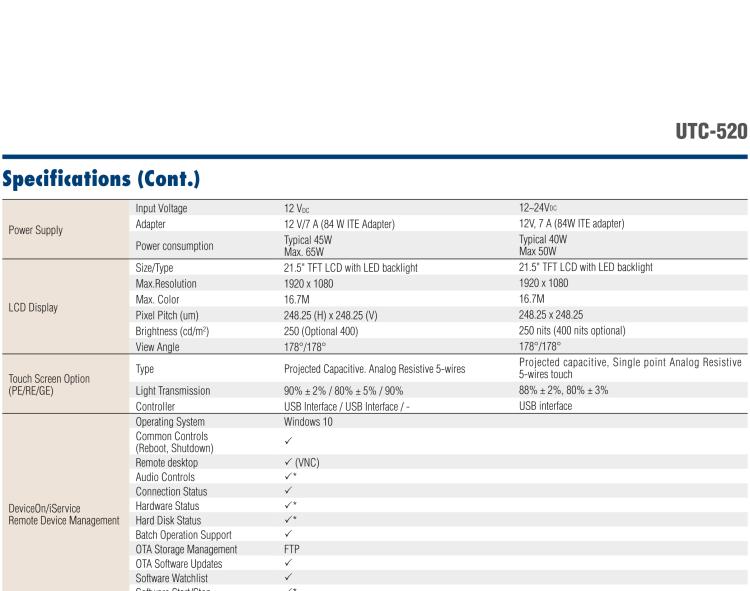 研華UTC-520F 21.5" 多功能觸控一體機(jī)，內(nèi)置Intel? Skylake Core? i5-6300U處理器