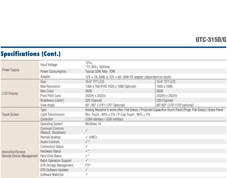 研華UTC-315G 15.6" 多功能觸控一體機(jī)，內(nèi)置 Intel? Pentium? N4200/Celeron? N3350 處理器