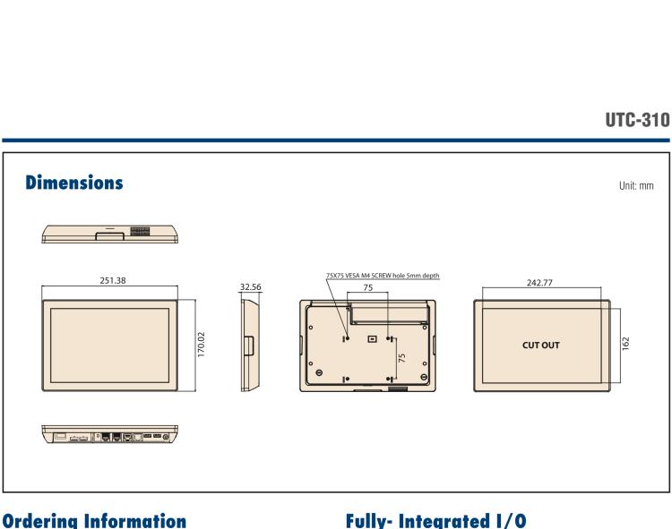 研華UTC-310G 10.1" 多功能觸控一體機(jī)，Intel? Celeron? N3350/Pentium? N4200 處理器