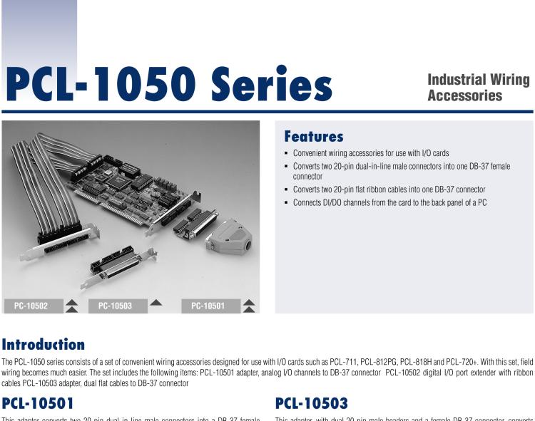 研華PCL-10502 擴充器，接駁到電腦插槽板的雙20P延長線纜