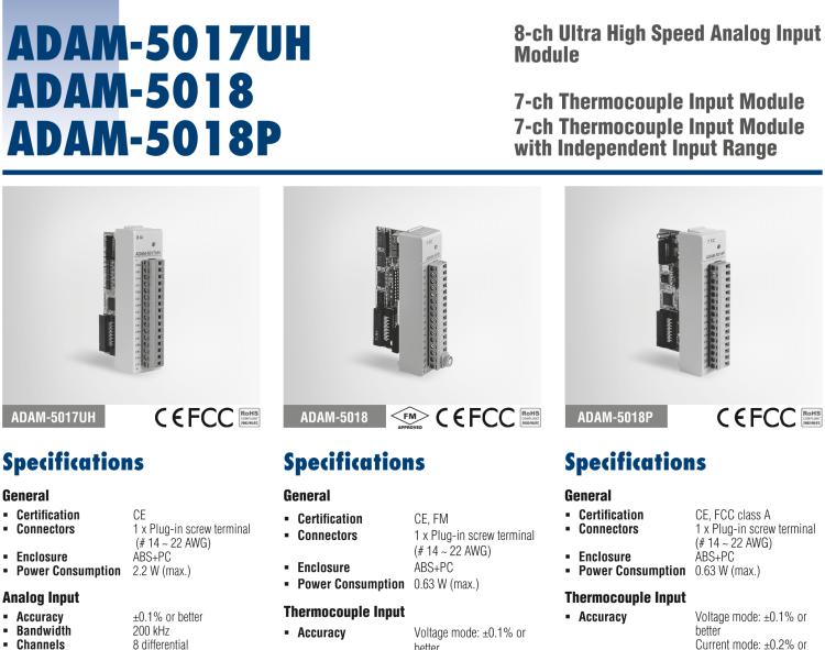 研華ADAM-5018P 7通道熱電偶輸入模塊，具獨立輸入范圍