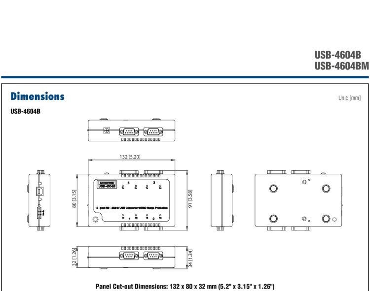 研華USB-4604B USB轉(zhuǎn)4端口RS-232轉(zhuǎn)換器，帶浪涌保護(hù)