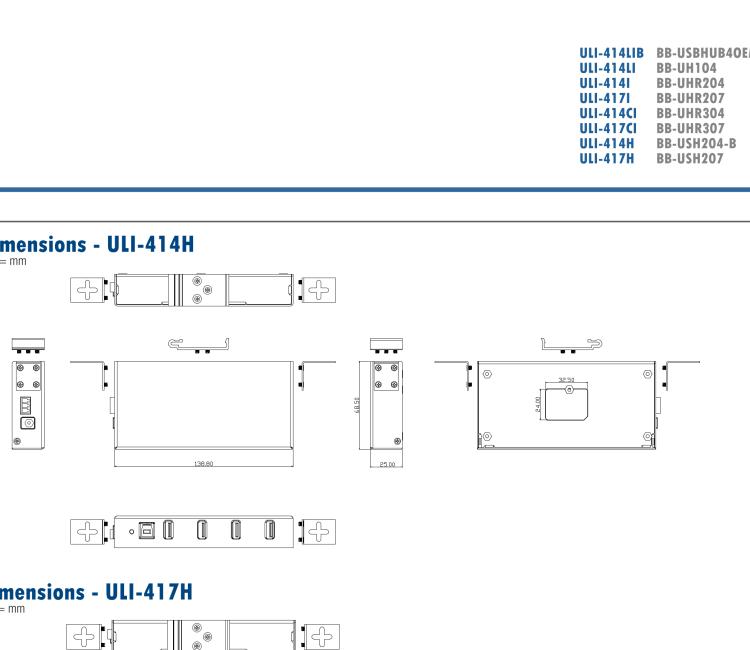 研華BB-USBHUB4OEM ULI-414LIB-工業(yè)USB 2.0集線器，4端口，高穩(wěn)固力連接器