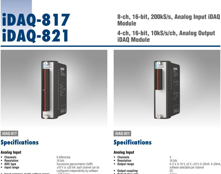 研華iDAQ-821 10kS/s、16 位、4 通道 模擬 輸出 iDAQ 模塊