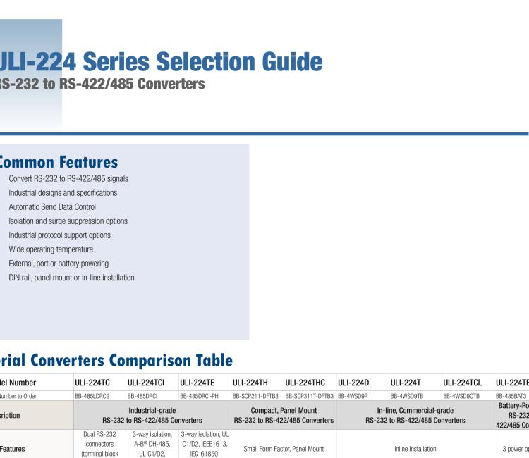 研華BB-485BAT3 ULI-224TB RS-232（DB9母頭至RS-422/485（接線端子）轉(zhuǎn)換器，電池供電
