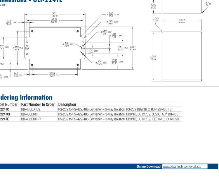 研華BB-485BAT3 ULI-224TB RS-232（DB9母頭至RS-422/485（接線端子）轉(zhuǎn)換器，電池供電